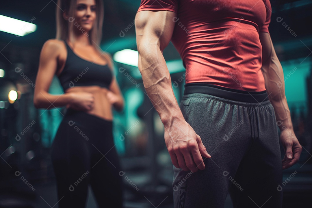 Casal musculosos na academia