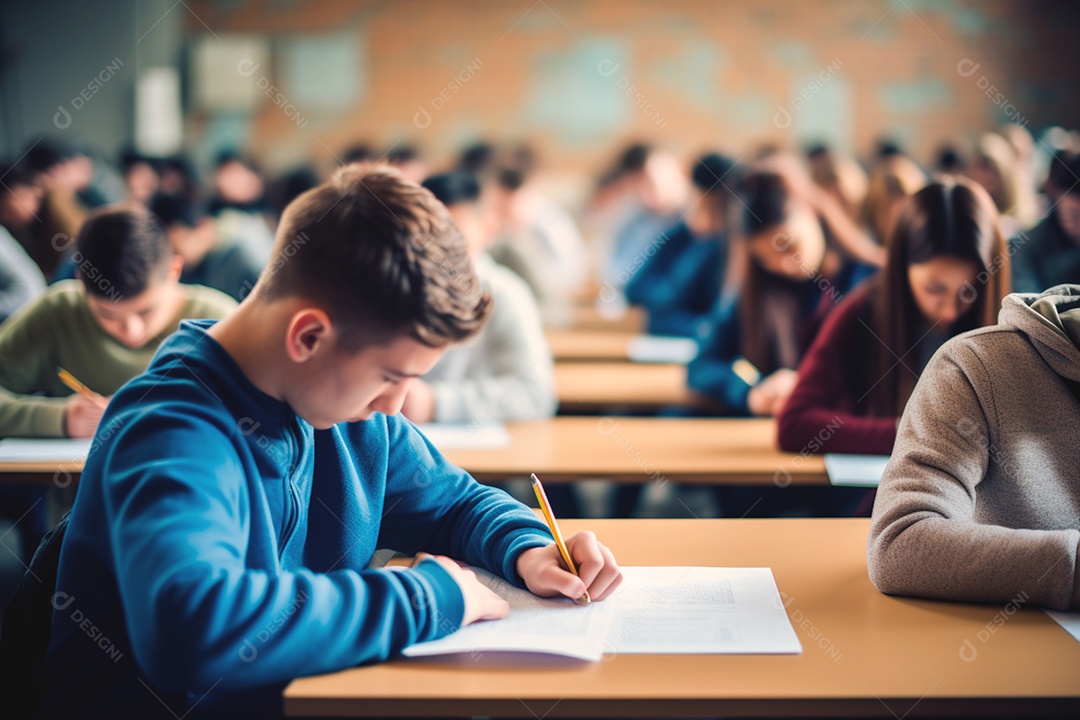 Alunos em sala de aula imersos nos livros enfatizando a importância da leitura