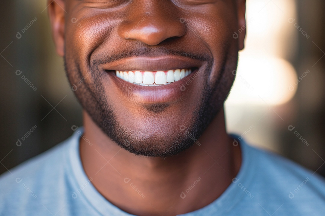 Homem com um sorriso bem cuidado para enfatizar a importância da higiene bucal