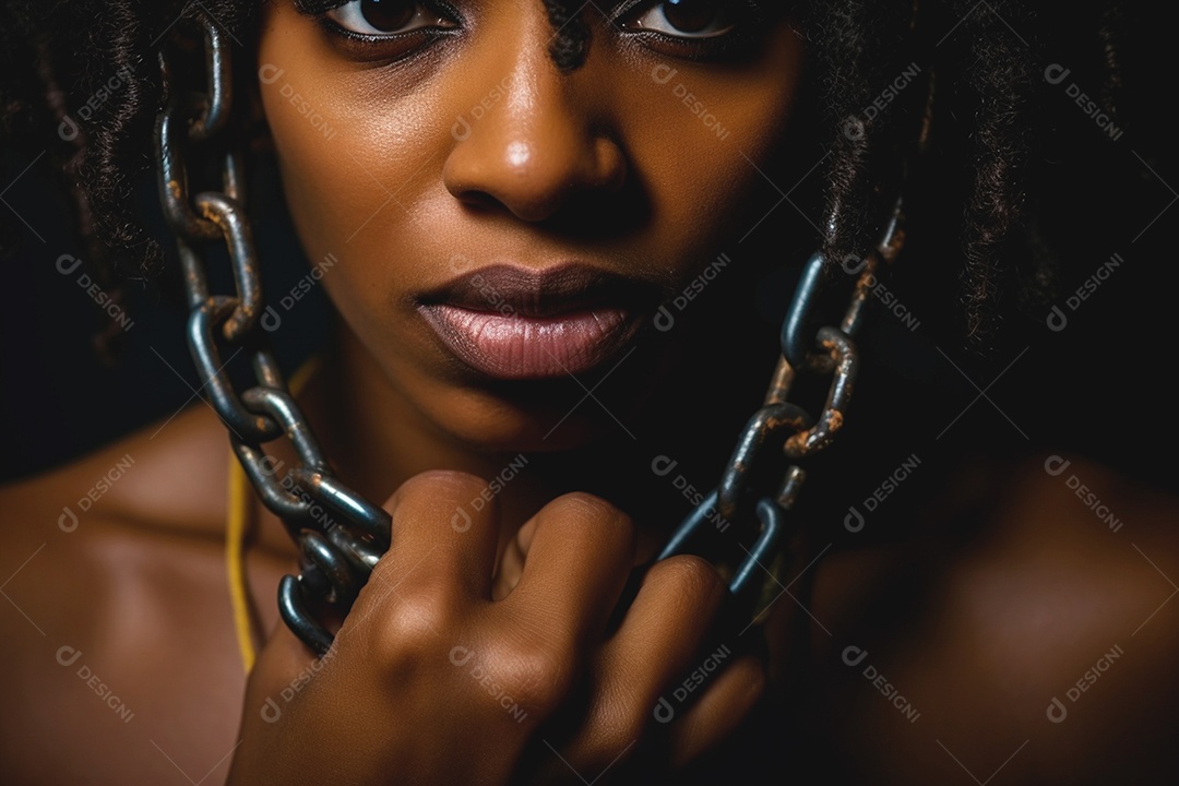Mulheres negra acorrentadas contra a opressão
