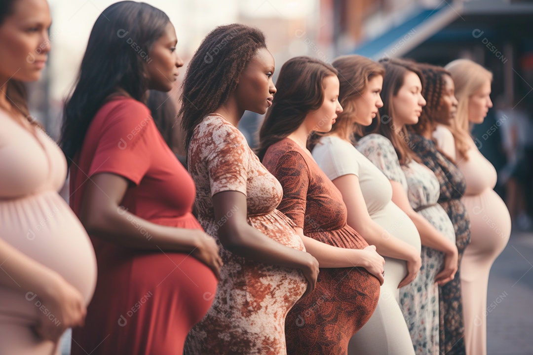 Mulheres grávidas ao ar livre juntas para fotos