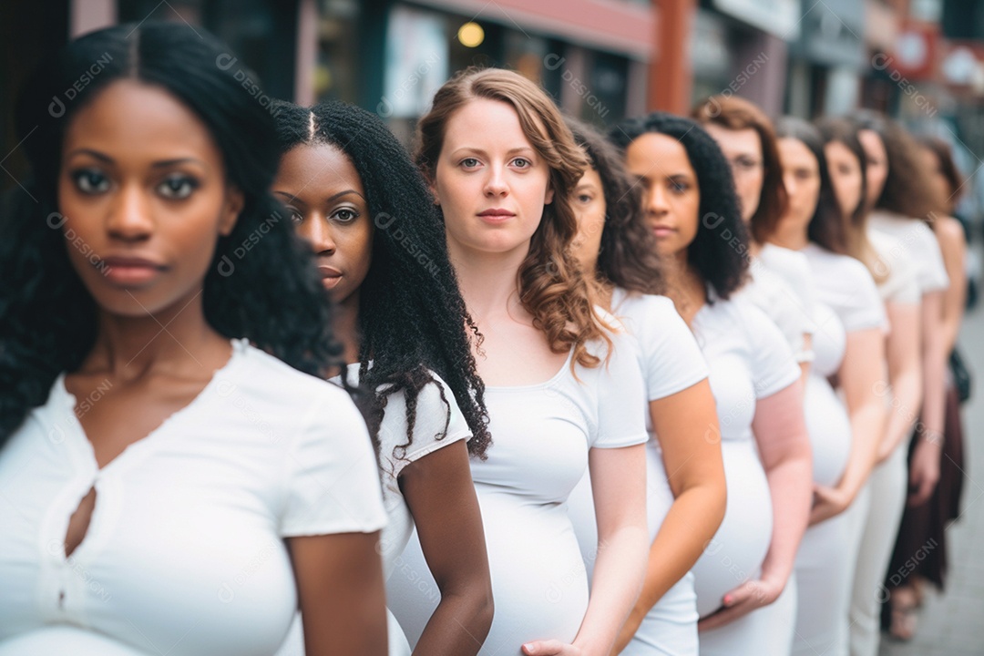 Fila de mulheres grávidas