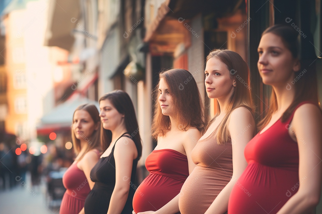 Mulheres grávidas ao ar livre posando para fotos