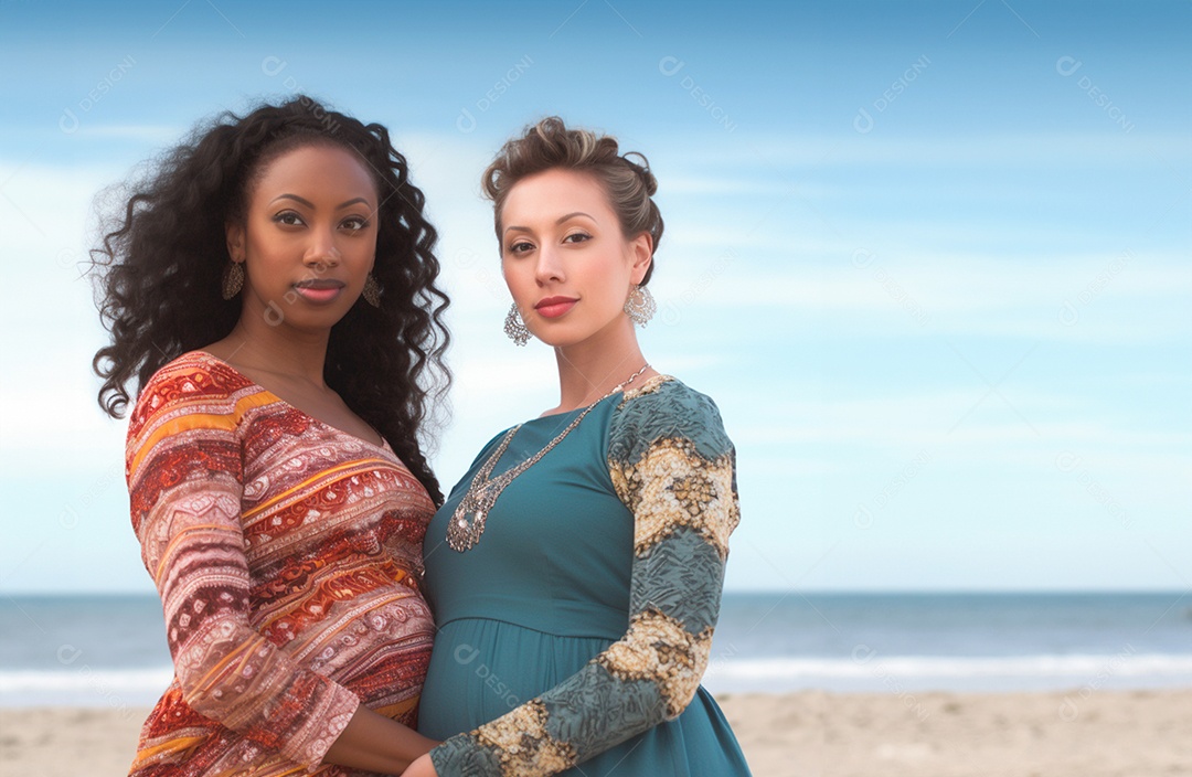 Duas mulheres lindas grávidas