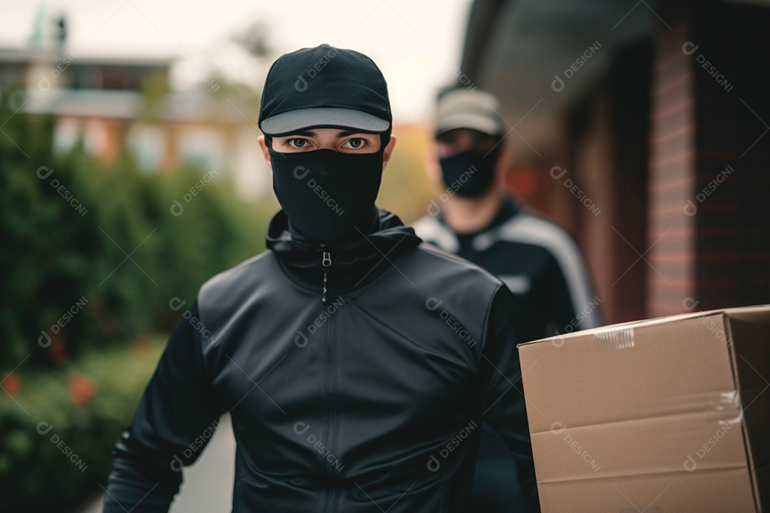 Entregador fazendo entrega de encomenda