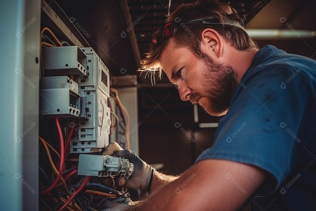 Eletricista qualificado realizando serviço de reparo rápido