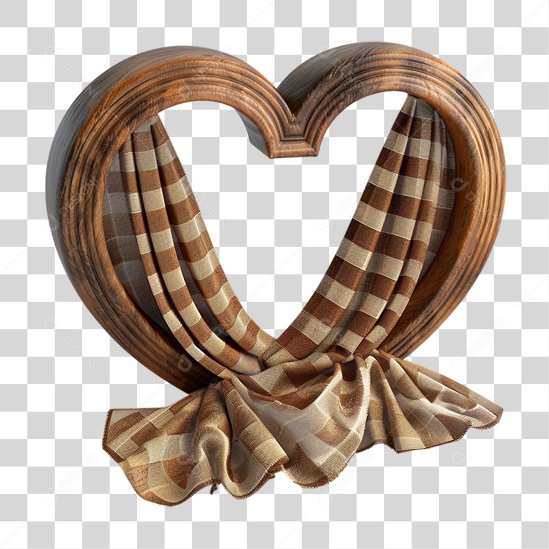 Coração de Madeira PNG Transparente