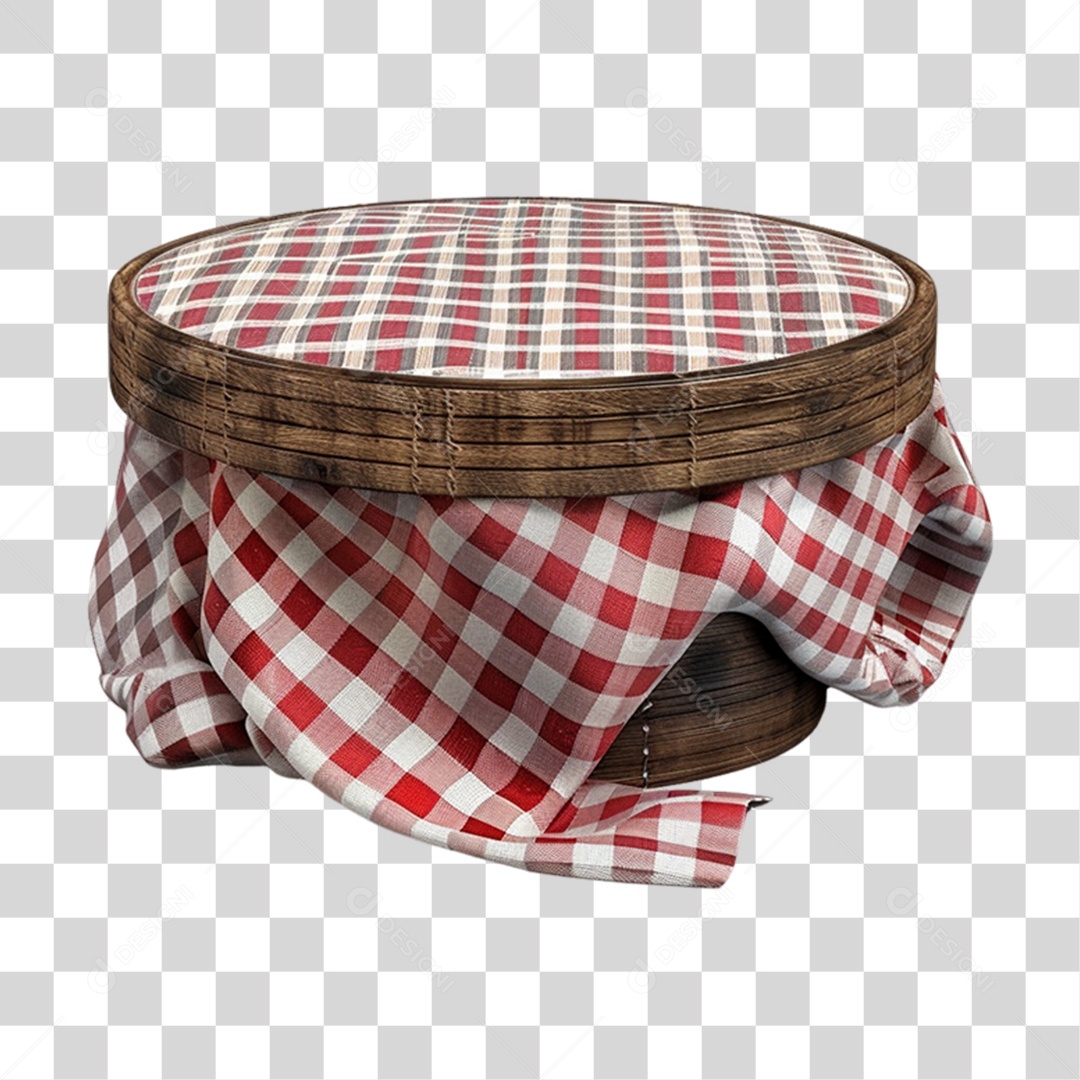 Mesa de Madeira com Pano Xadrez PNG Transparente