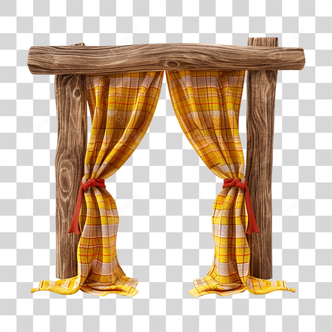 Portal de Madeira com Cortinas PNG Transparente