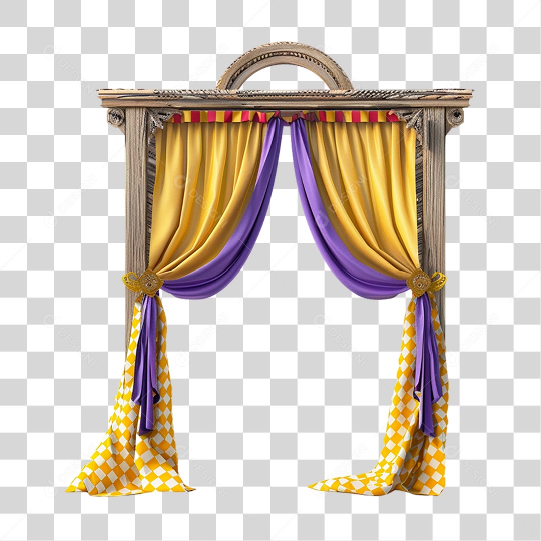 Portal de Madeira com Cortinas PNG Transparente