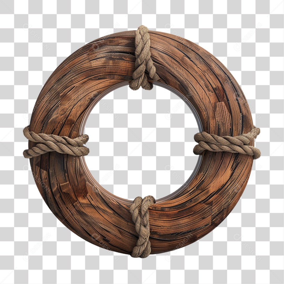 Roda de Madeira com Decorações PNG Transparente