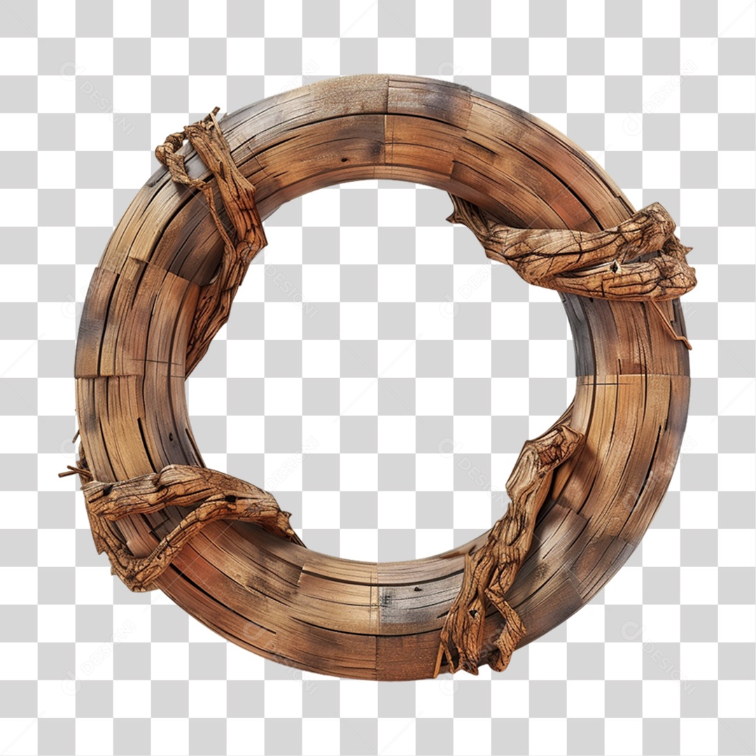 Roda de Madeira com Decorações PNG Transparente