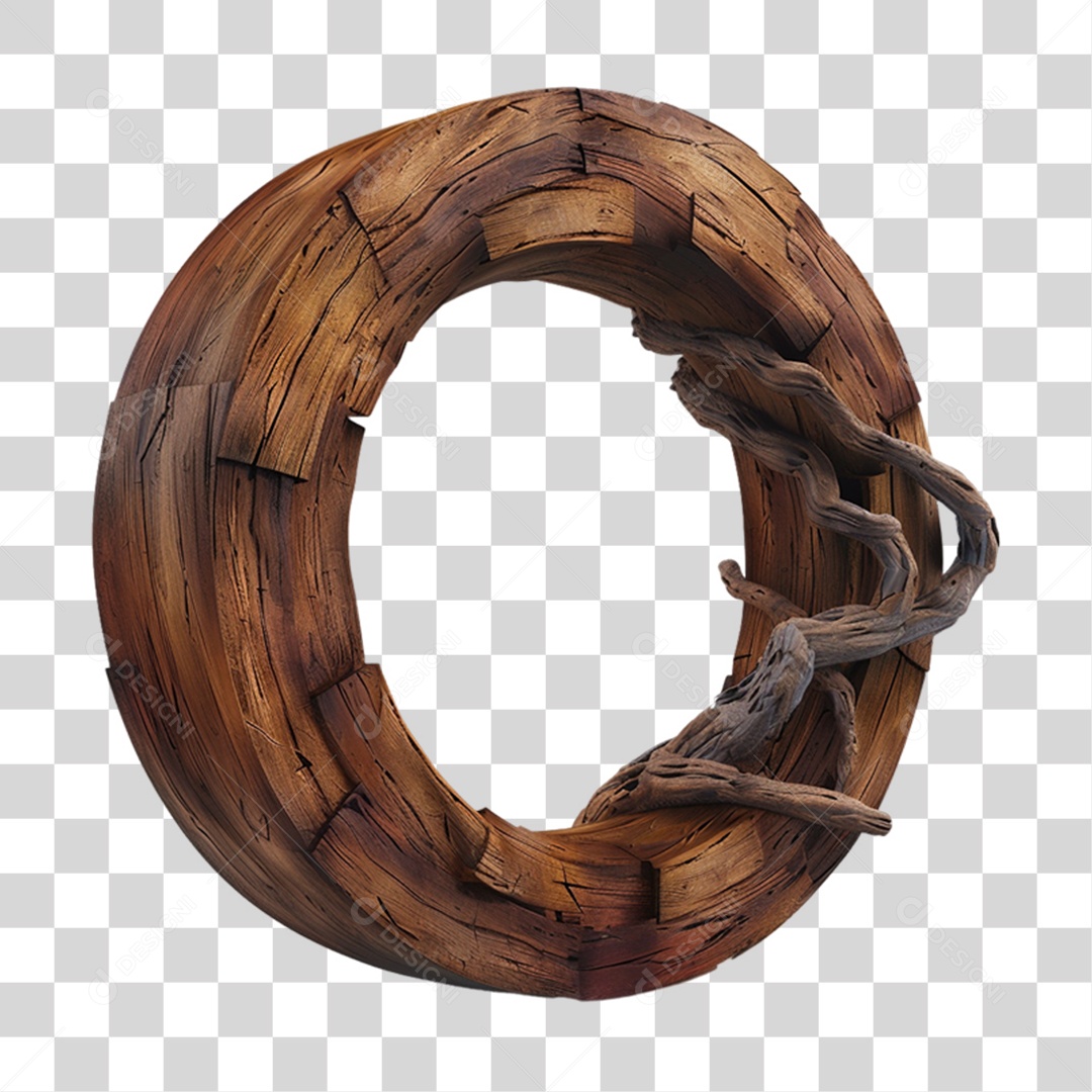 Roda de Madeira com Decorações PNG Transparente