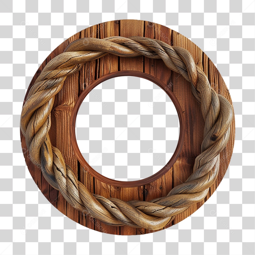 Roda de Madeira com Decorações PNG Transparente