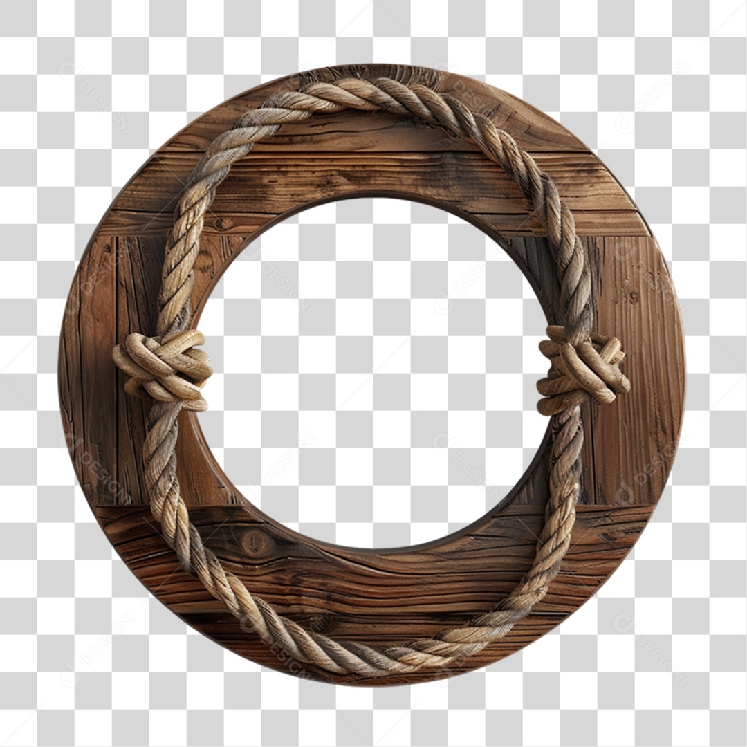 Roda de Madeira com Decorações PNG Transparente