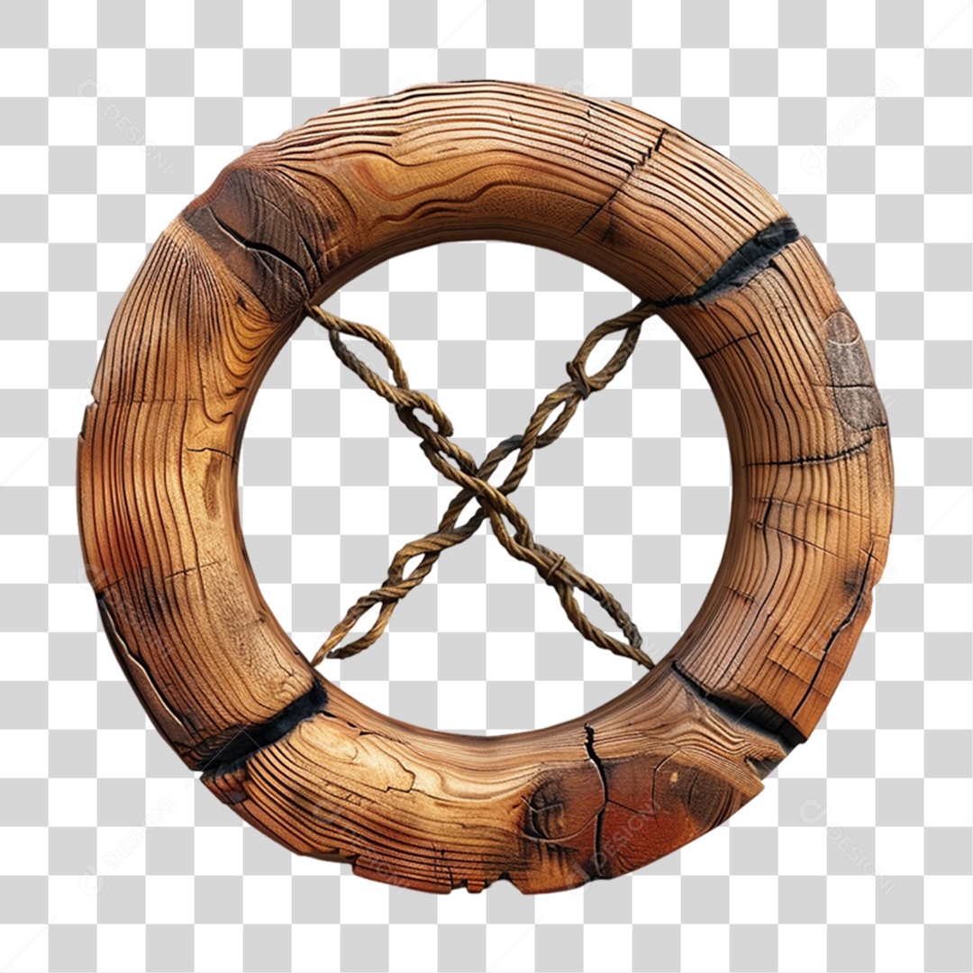 Roda de Madeira com Decorações PNG Transparente