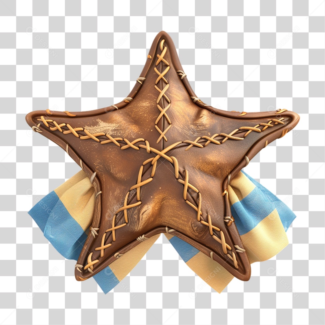 Elemento 3D Estrela de Couro PNG Transparente