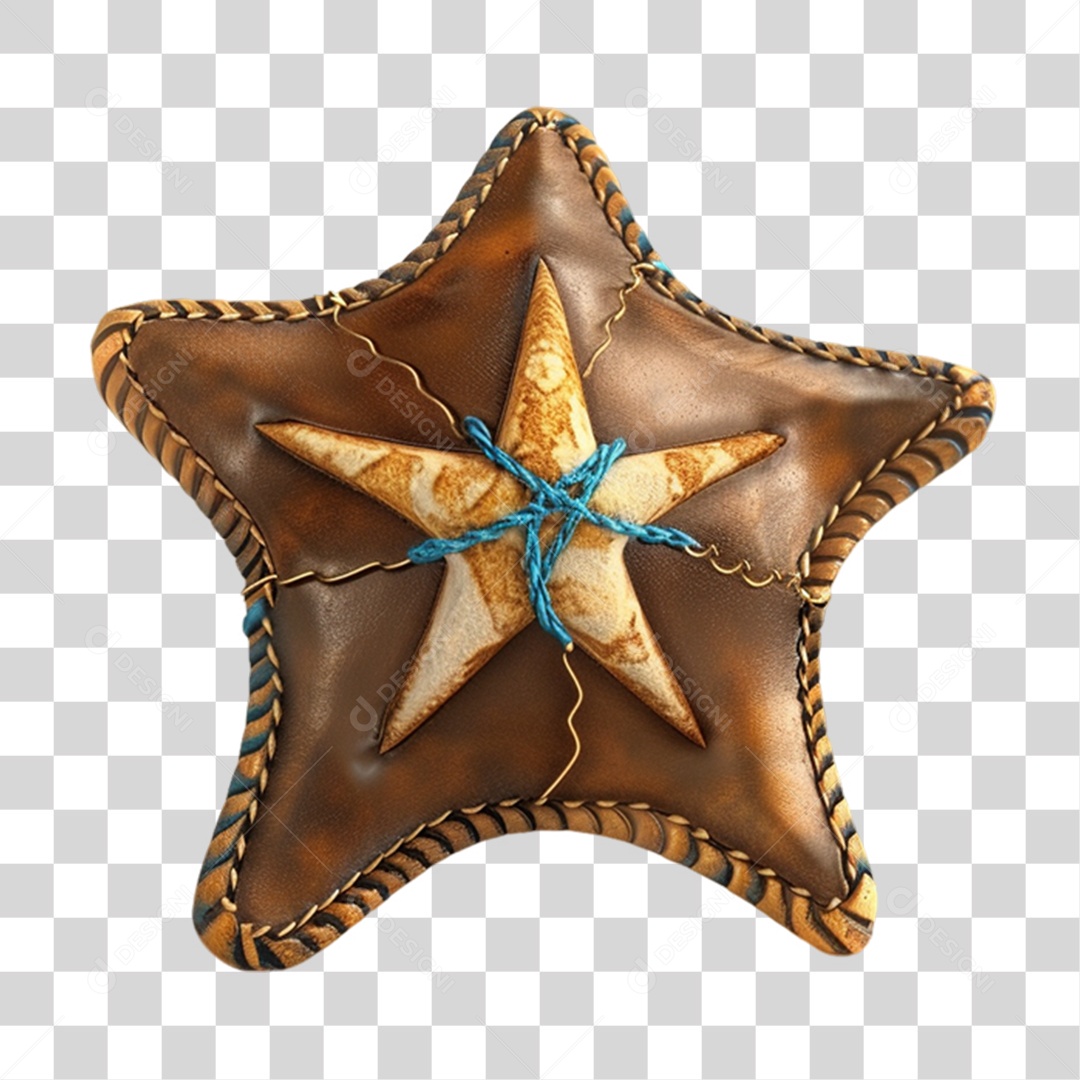 Elemento 3D Estrela de Couro PNG Transparente