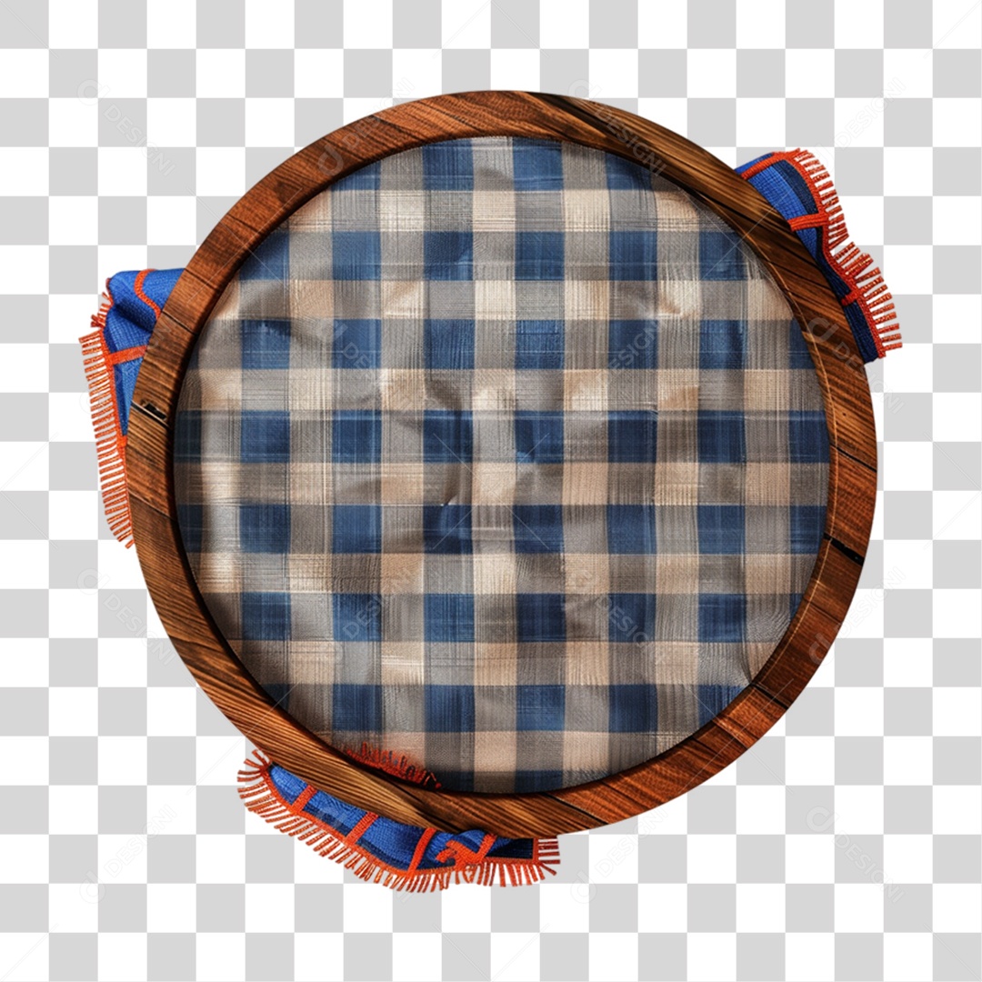 Elemento 3D Placa de Madeira com Pano Xadrez PNG Transparente