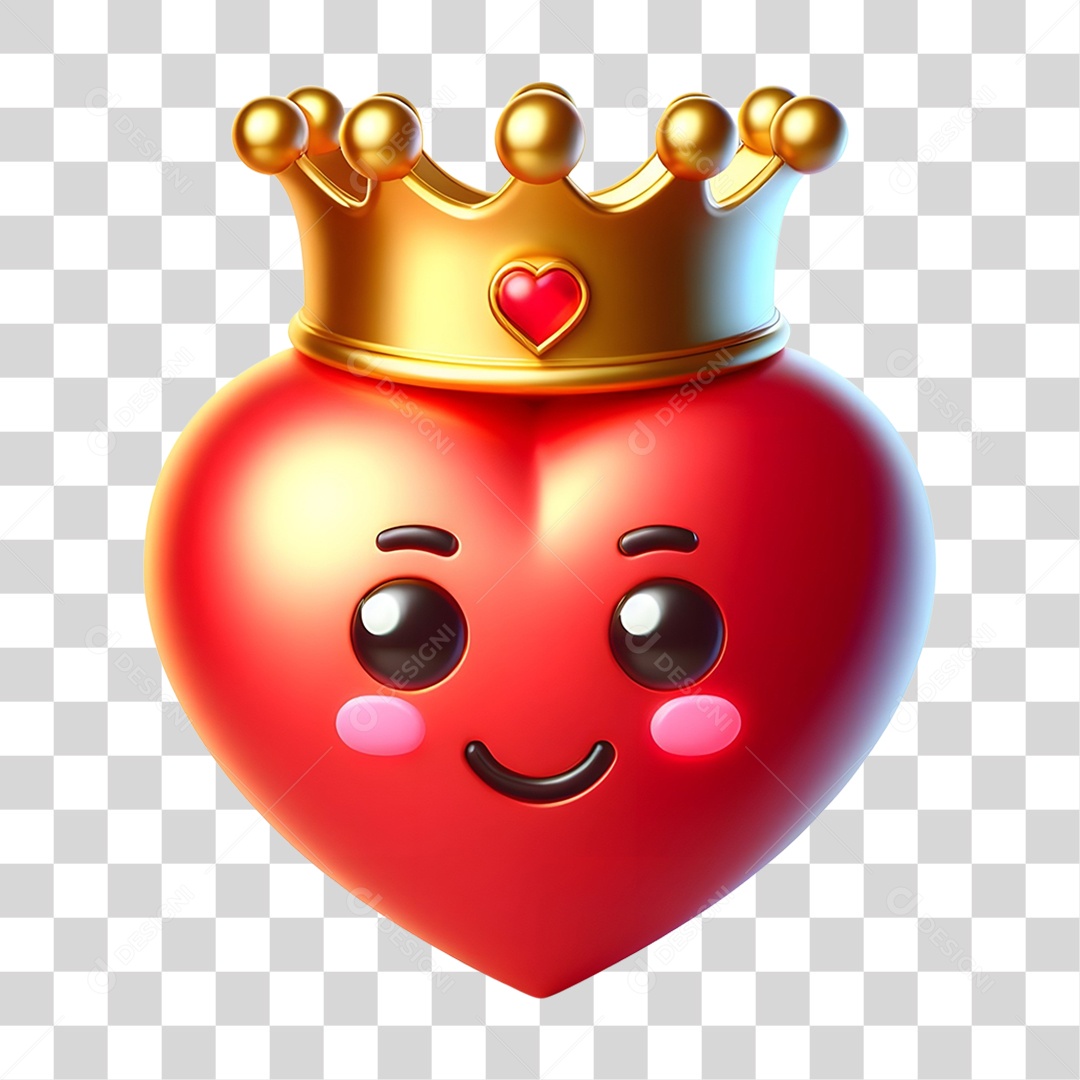 Elemento 3D Coração Emoji PNG Transparente