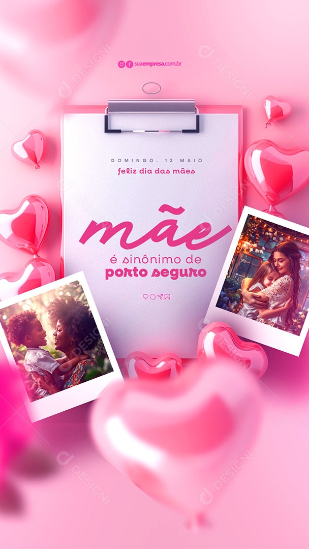 Story Dia das Mães 12 de Maio Sinônimo de Porto Seguro Social Media PSD Editável