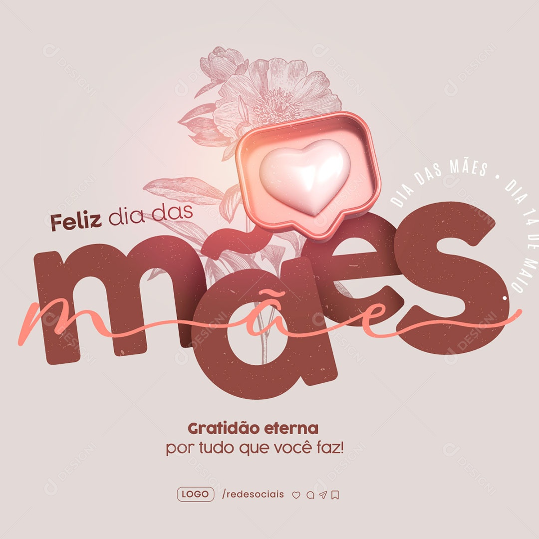 Feliz Dia das Mães 12 de Maio Social Media PSD Editável