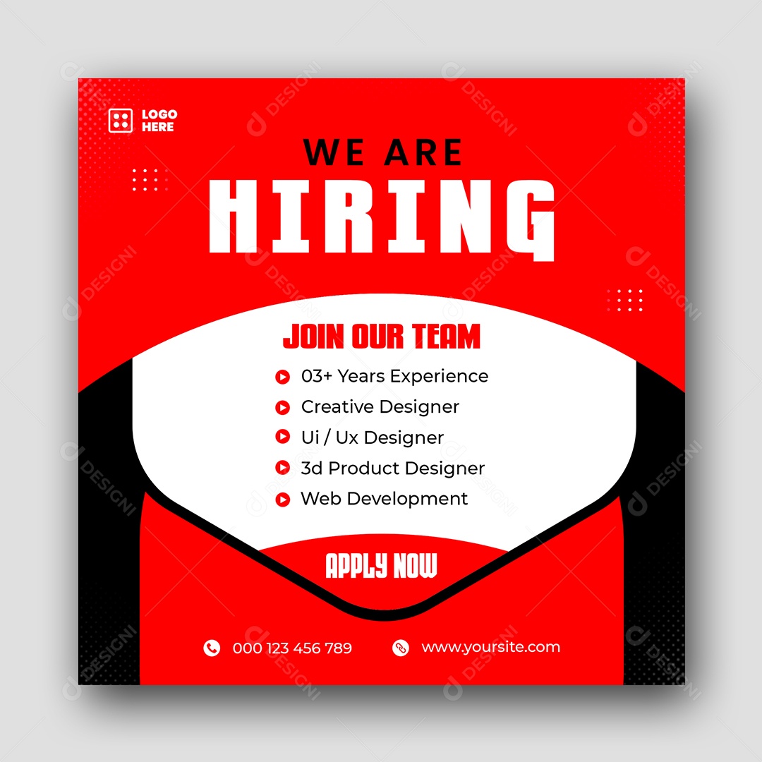 Vagas de Empregos Estamos Contratando Social Media PSD Editável