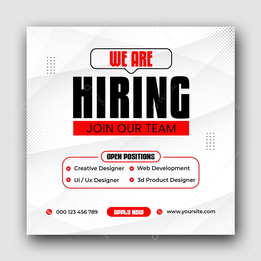 Vagas de Empregos Estamos Contratando Social Media PSD Editável
