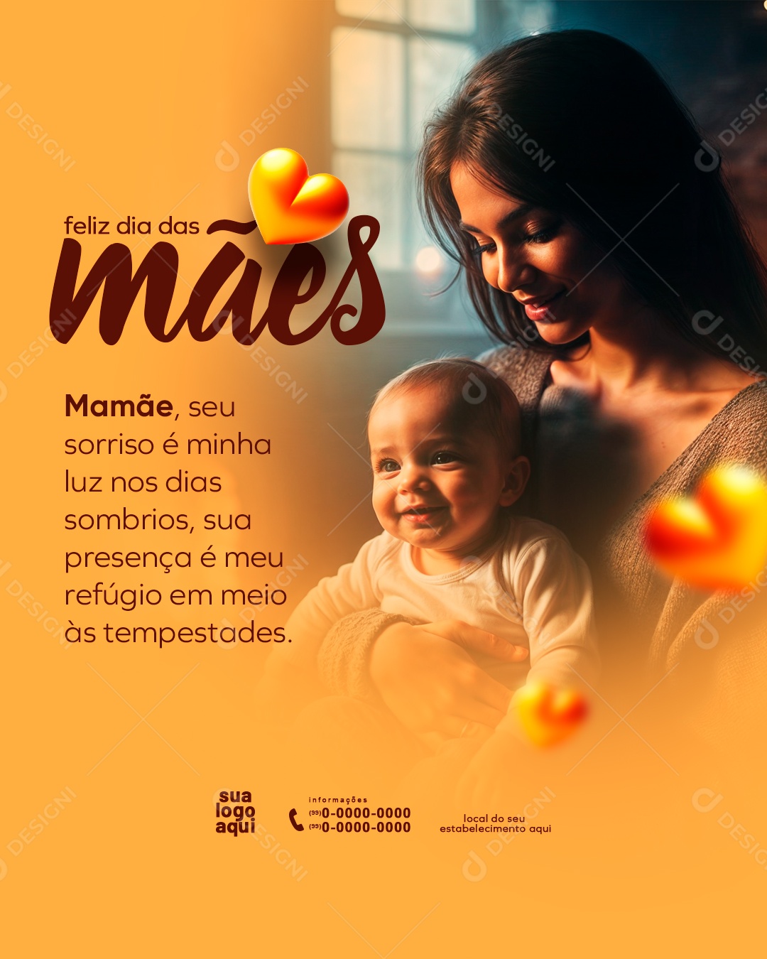 Dia das Mães 12 de Maio seu Sorriso é minha Luz Social Media PSD Editável