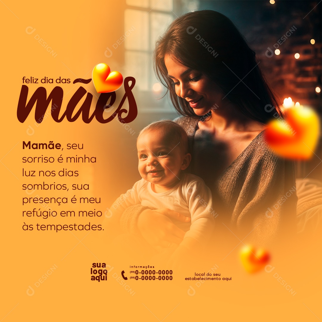 Feed Dia das Mães 12 de Maio seu Sorriso é minha Luz Social Media PSD Editável