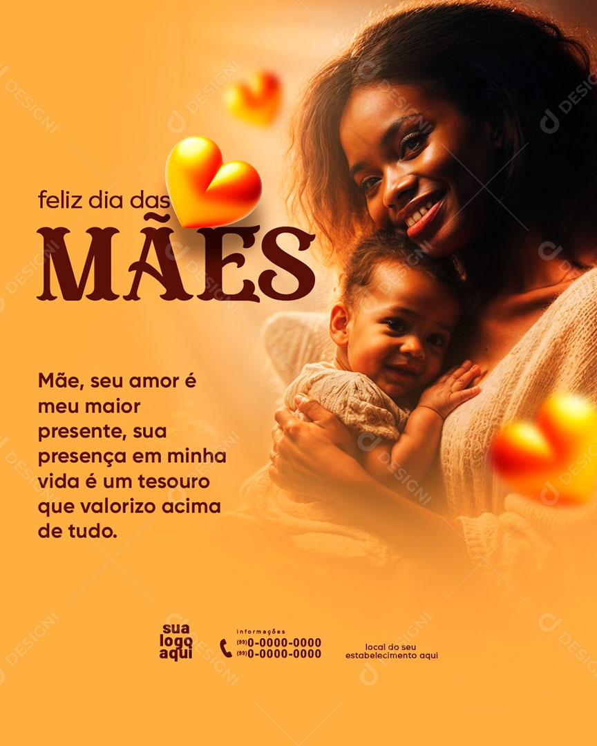 Dia das Mães 12 de Maio seu Amor é meu Maior Presente Social Media PSD Editável