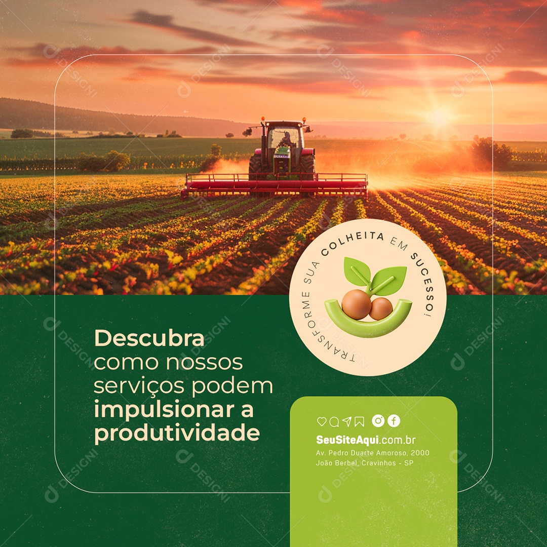 Agro Negócios Nossos Serviços Podem Impulsionar a Produtividade Social Media PSD Editável