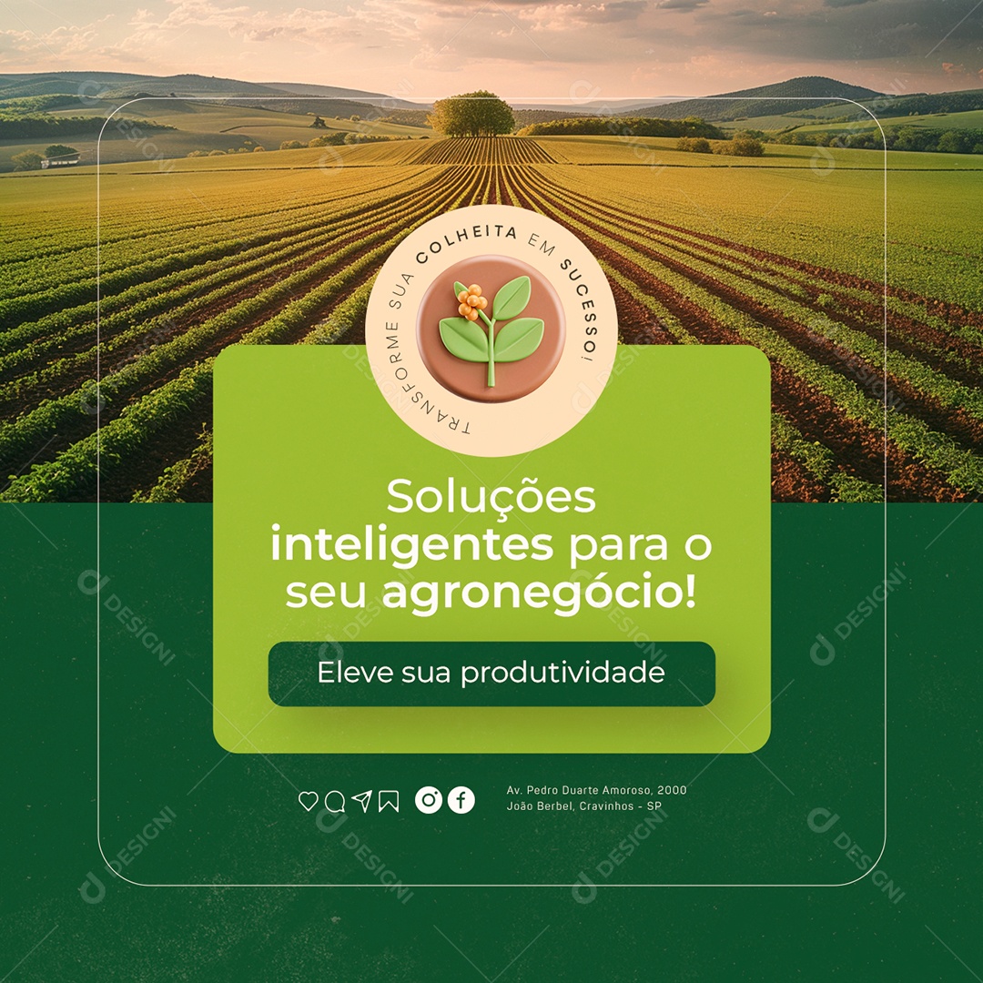 Agro Negócios Soluções Inteligentes para o Seu Agronegócio Social Media PSD Editável