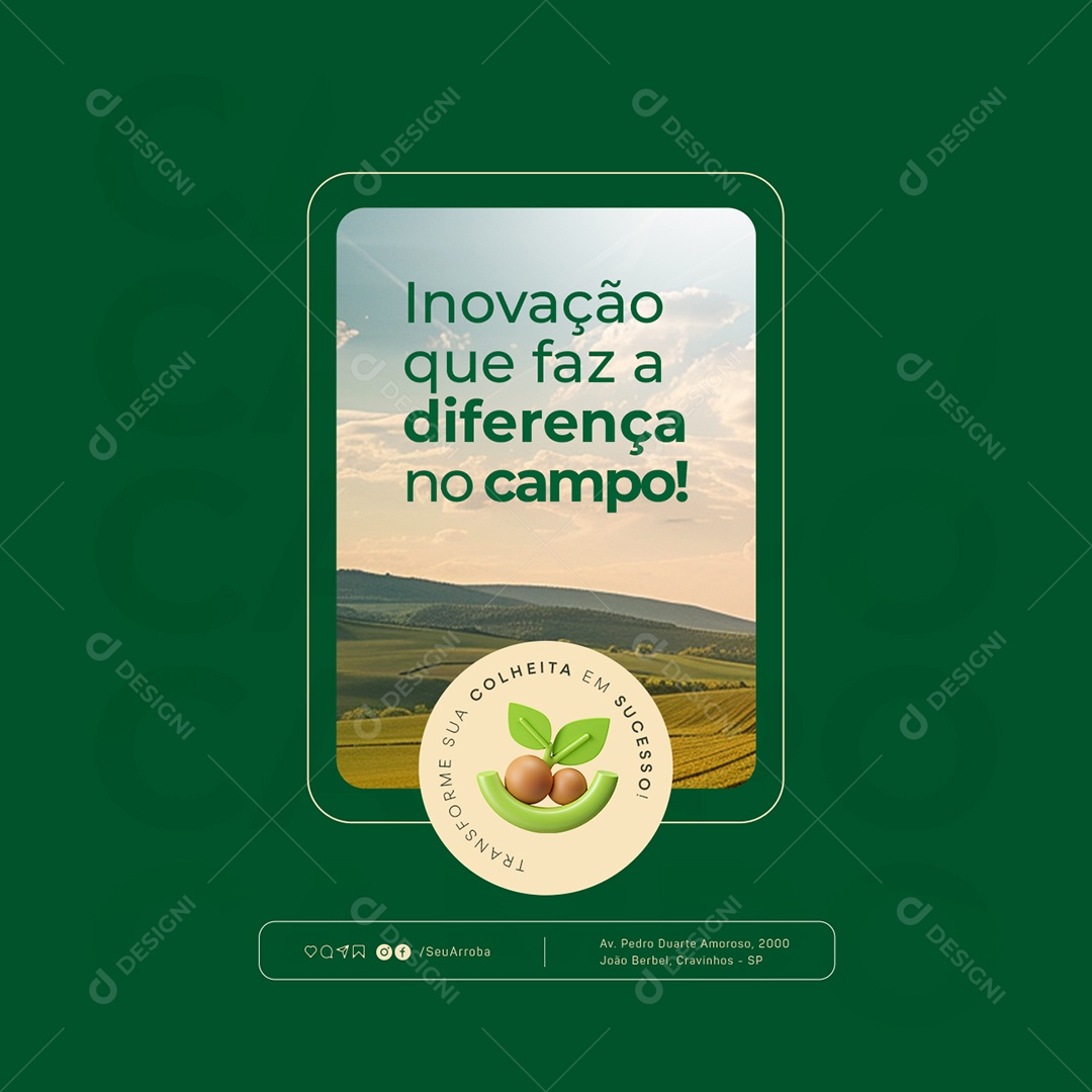 Agro Negócios Inovação Que Faz a Diferença no Campo Colheita Social Media PSD Editável