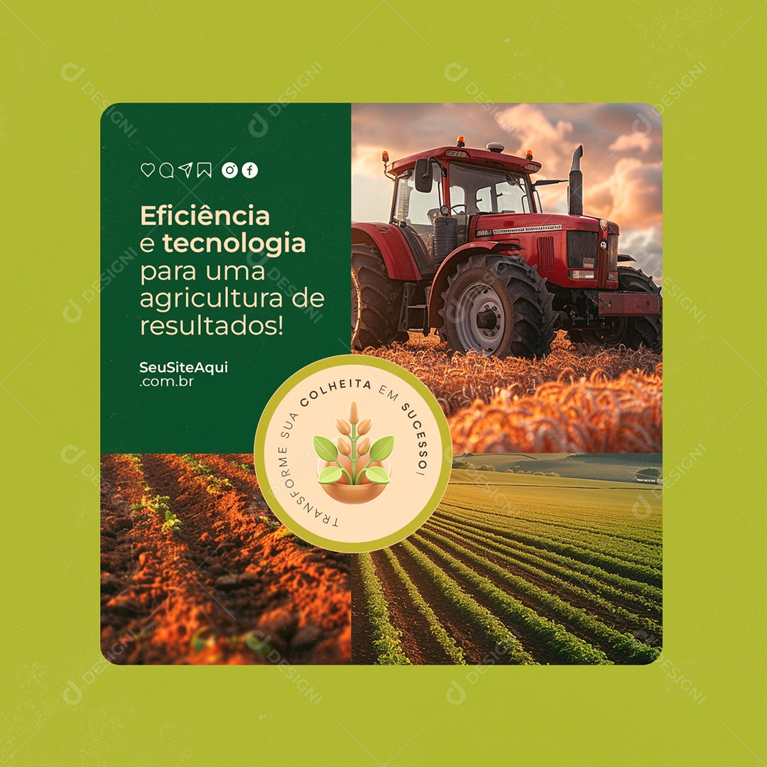 Agro Negócios Eficiência e Tecnologia para Uma Agricultura de Resultados Social Media PSD Editável