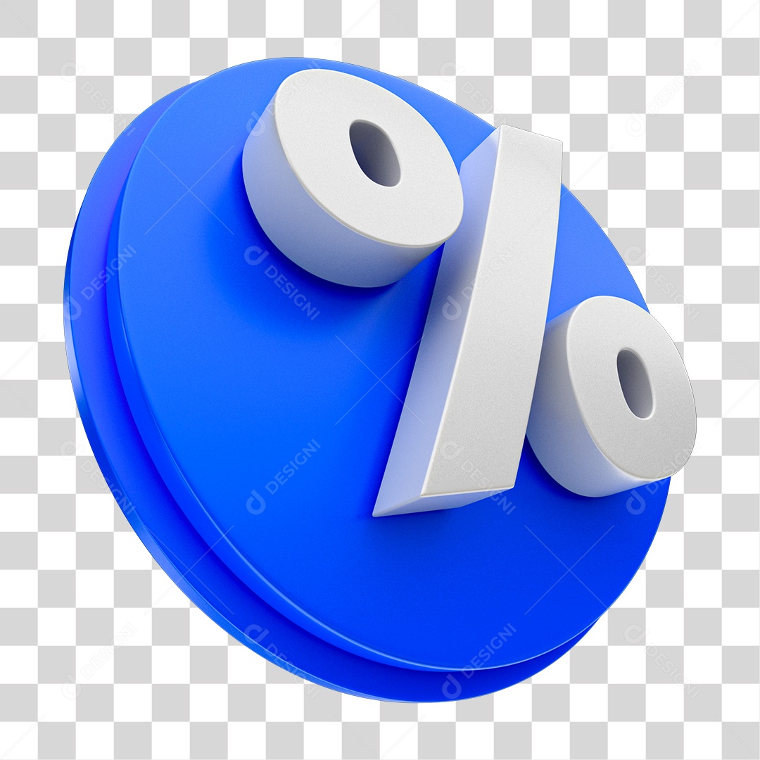 Símbolo Porcentagem % 3D Azul