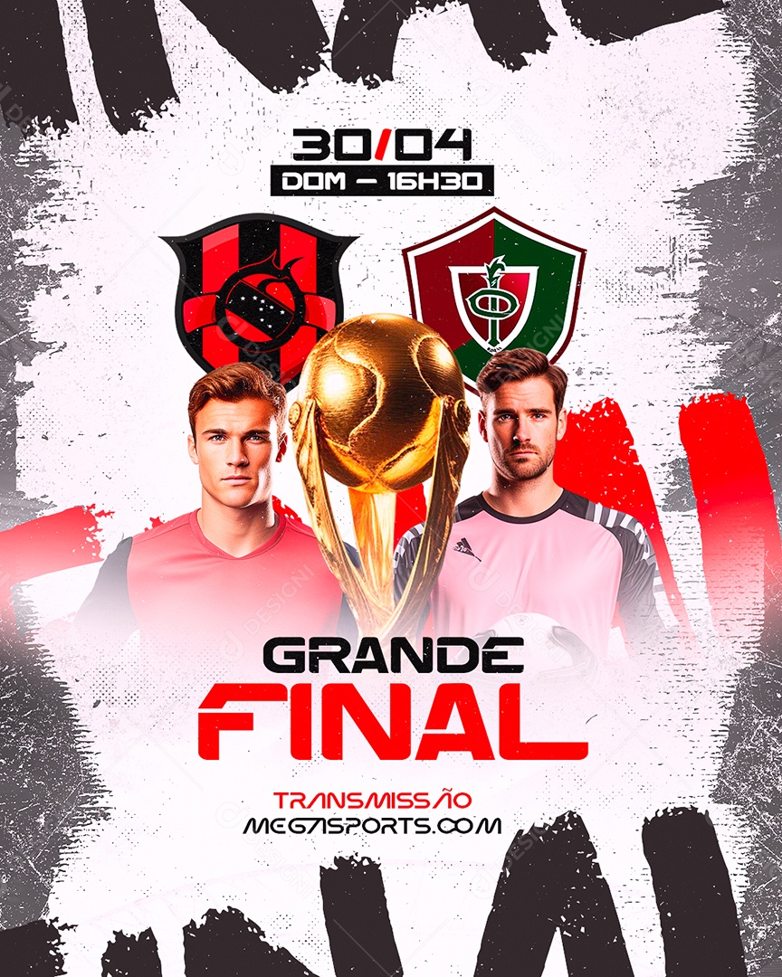 Grande Final de Futebol Transmissão Mega Sports Social Media PSD Editável