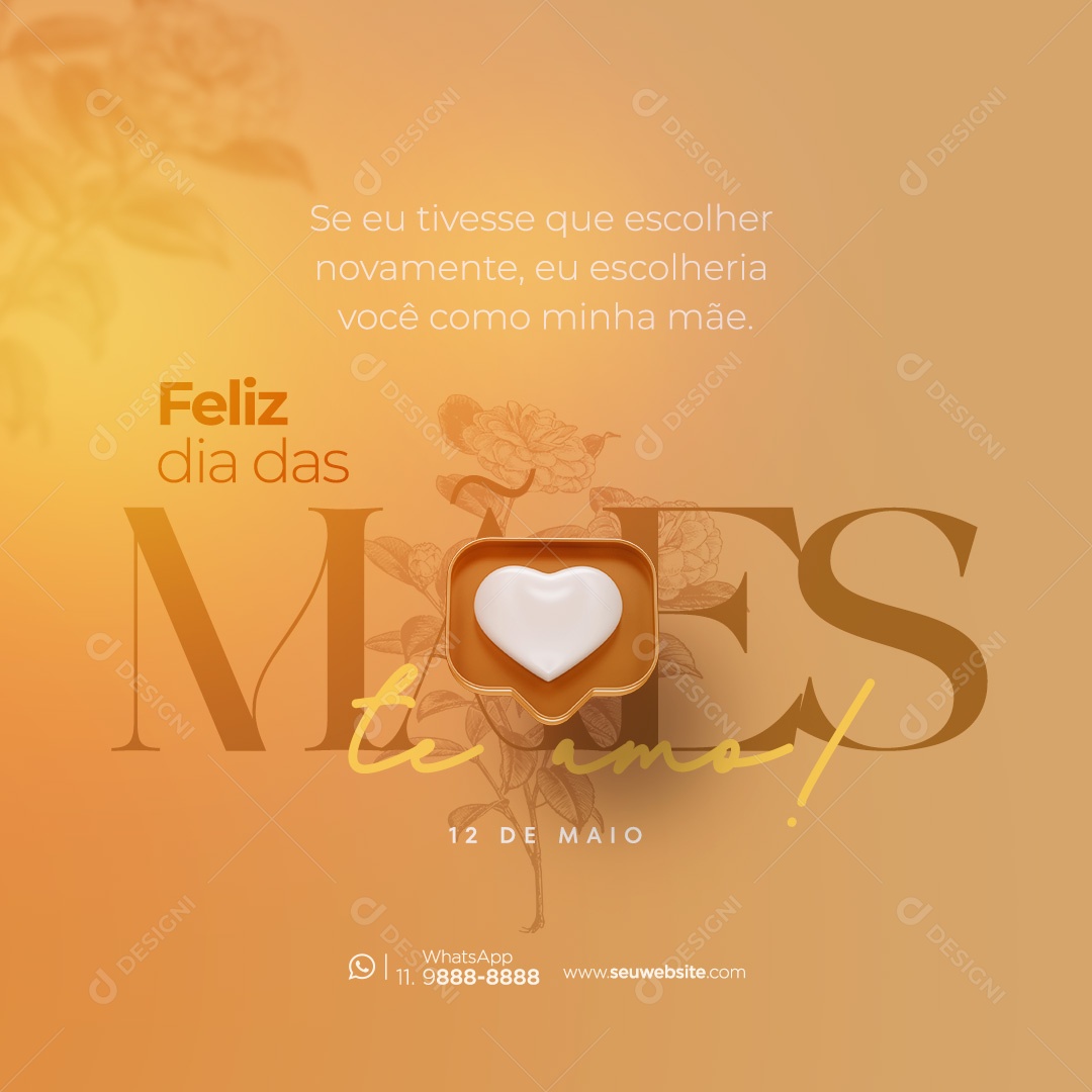 Dia das Mães 12 de MaioTe Amo Social Media PSD Editável
