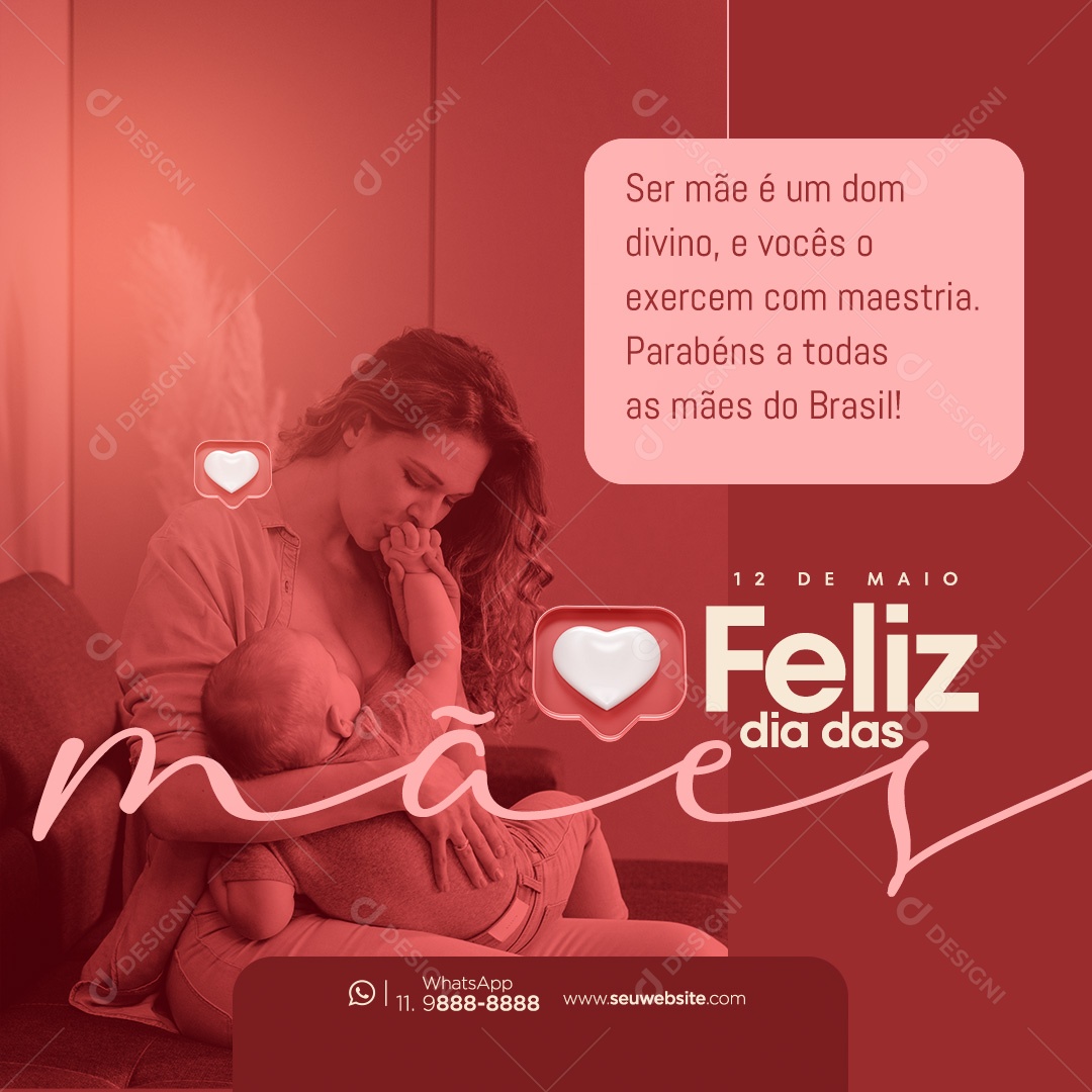 Dia das Mães 12 de Maio ser Mãe é um Dom Divino  Social Media PSD Editável