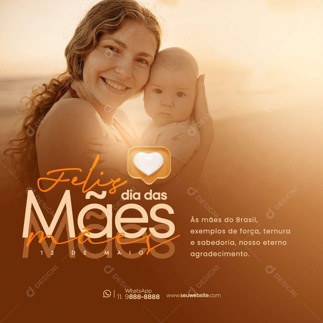 Dia das Mães 12 de Maio Exemplos de Força Social Media PSD Editável