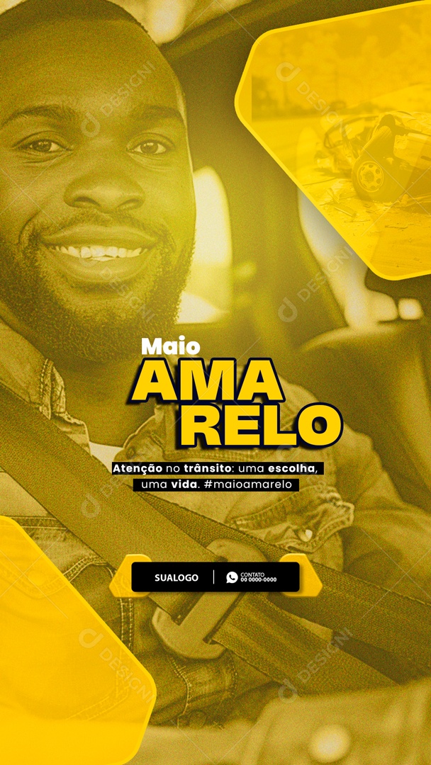 Story Maio Amarelo Atenção no Trânsito uma Escolha uma Vida Social Media PSD Editável