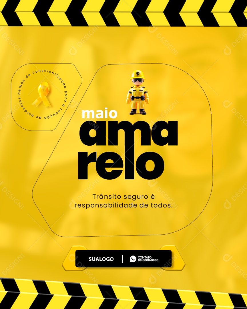 Maio Amarelo Trânsito Seguro é Responsabilidade Social Media PSD Editável