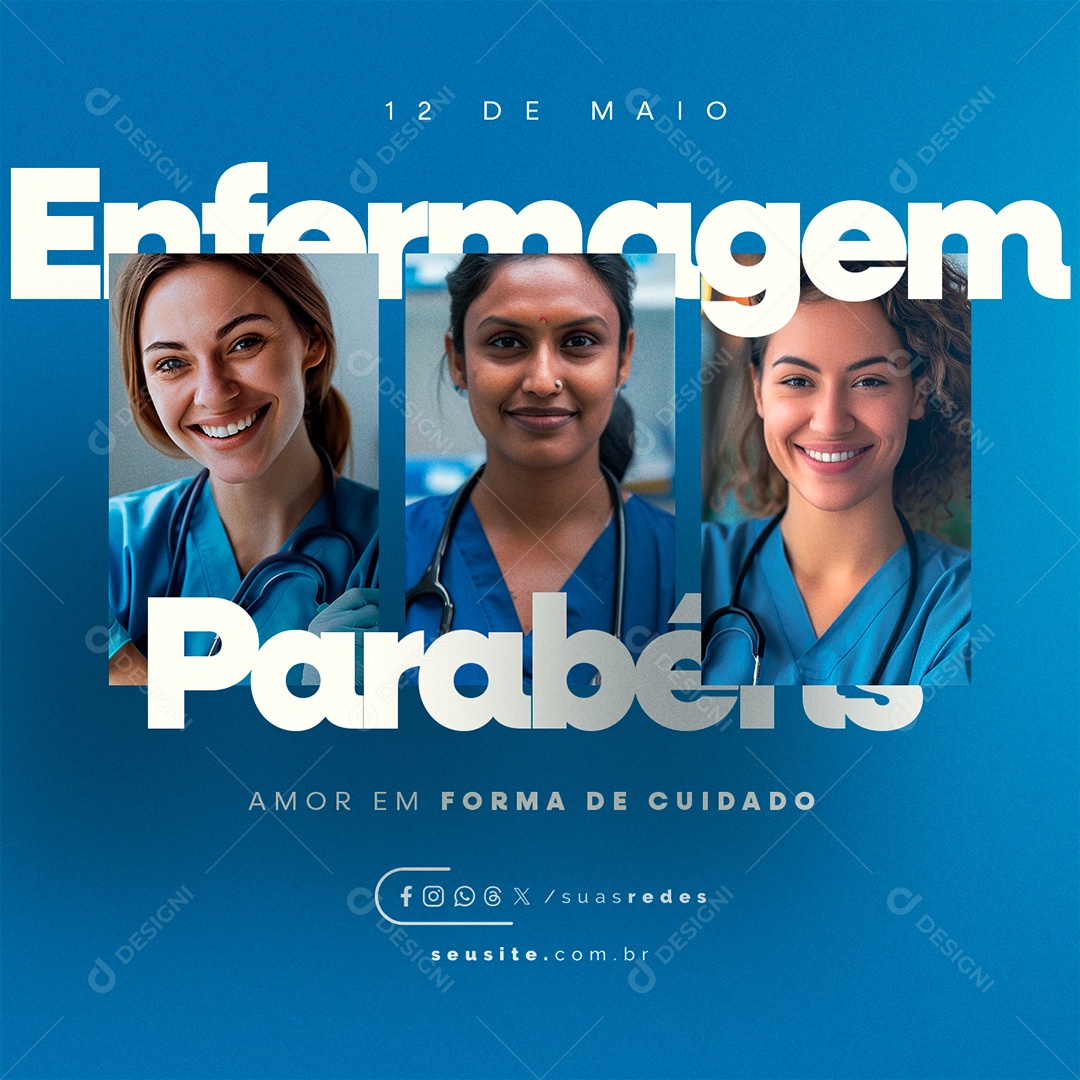 Dia Mundial Da Enfermagem 12 De Maio Parabéns Social Media PSD Editável