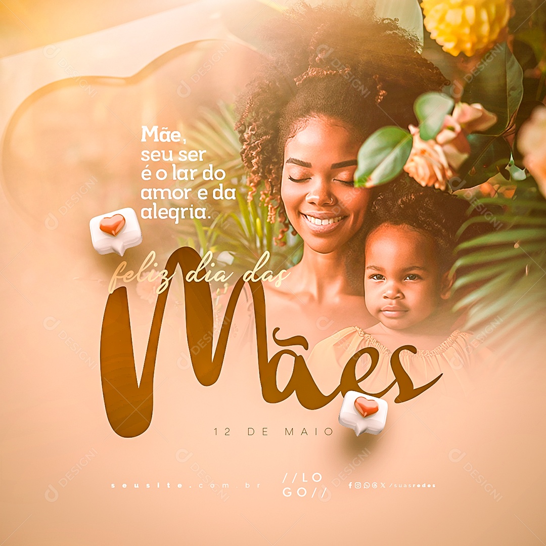 Feliz Dia Das Mães 12 de Maio Mãe Seu Ser Social Media PSD Editável