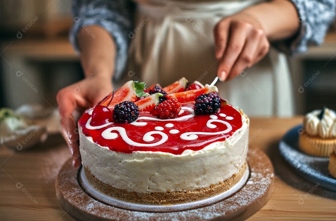 Bolo de festa com frutas