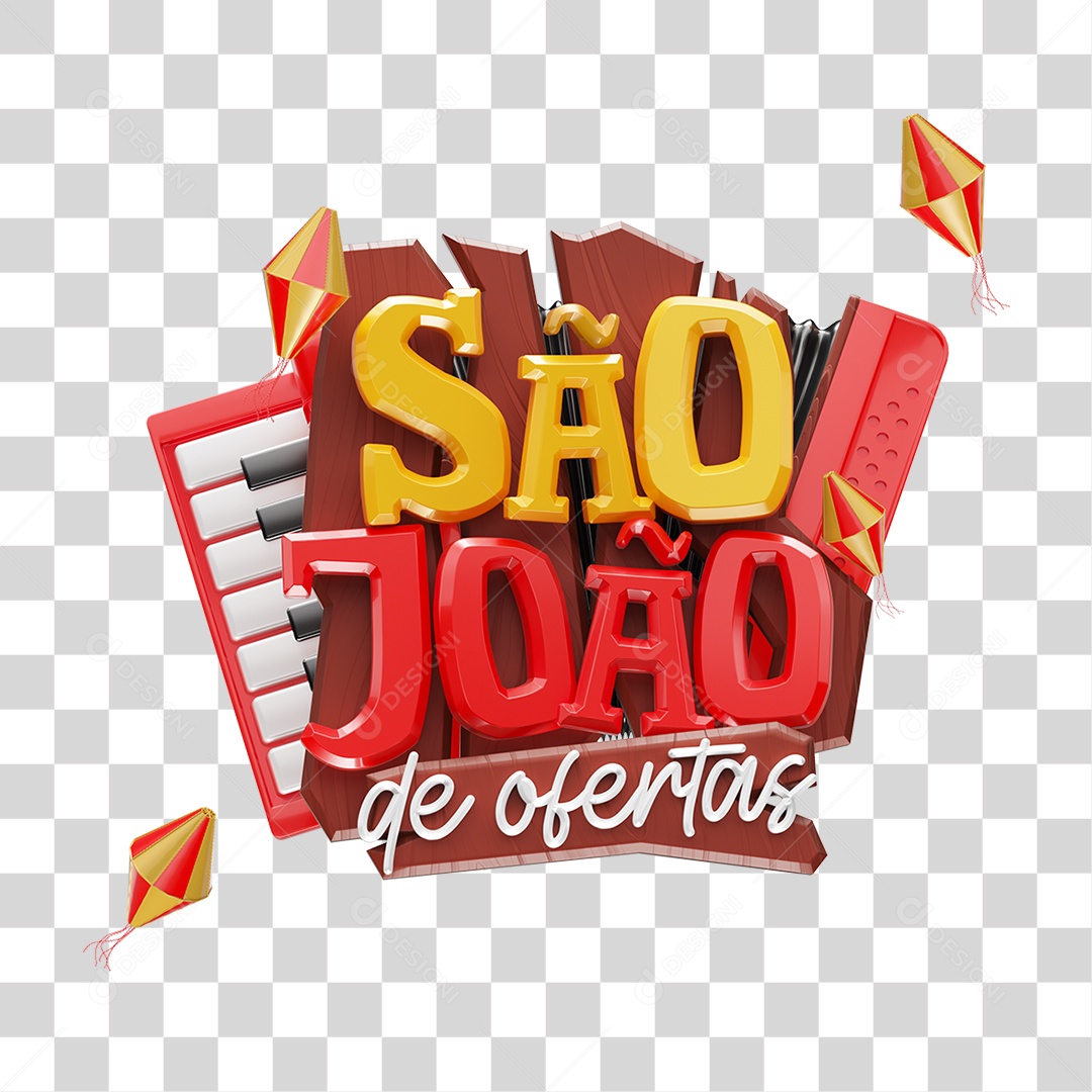 Selo 3D São João de Ofertas PNG Transparente