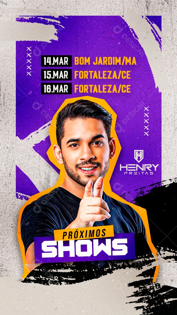 Flyer Story Próximos Shows Henry Freitas Social Media PSD Editável
