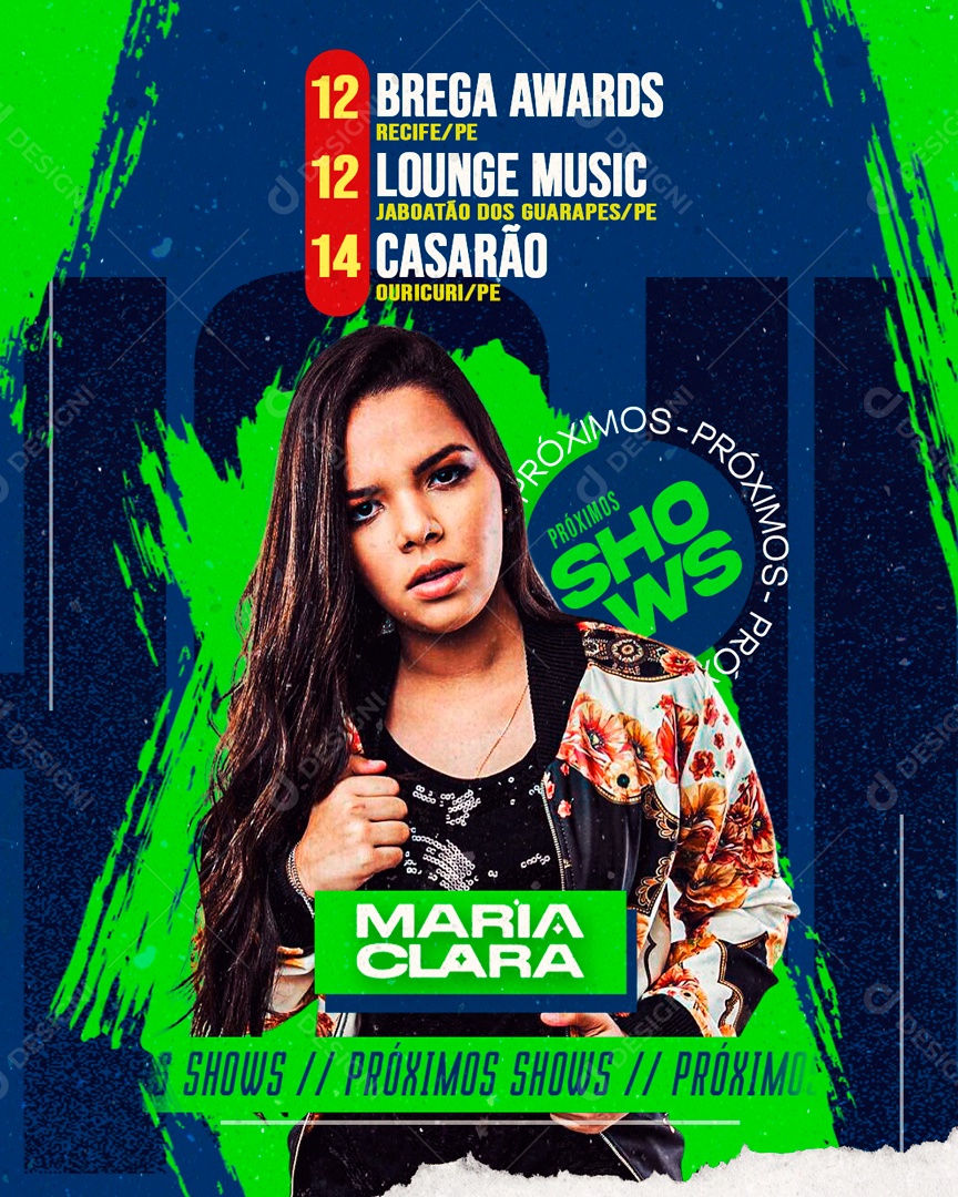 Flyer Próximo Shows Maria Clara Social Media PSD Editável