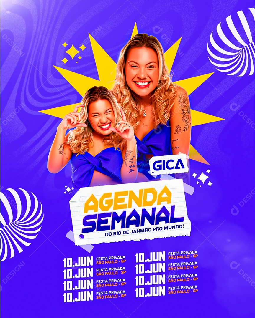 Flyer Agenda Semanal Gica Social Media PSD Editável