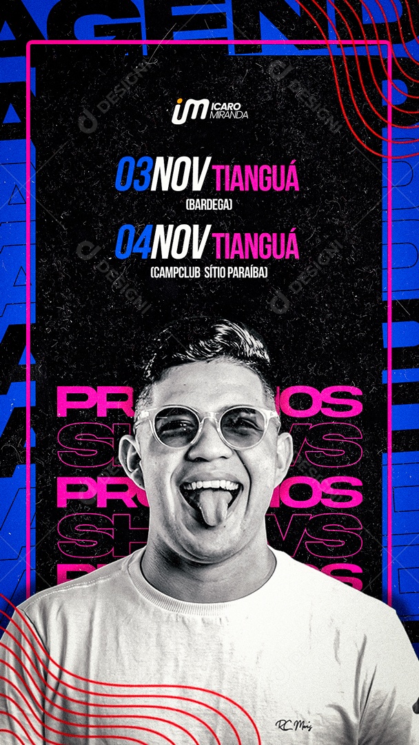 Flyer Próximo Shows Icaro Miranda Social Media PSD Editável